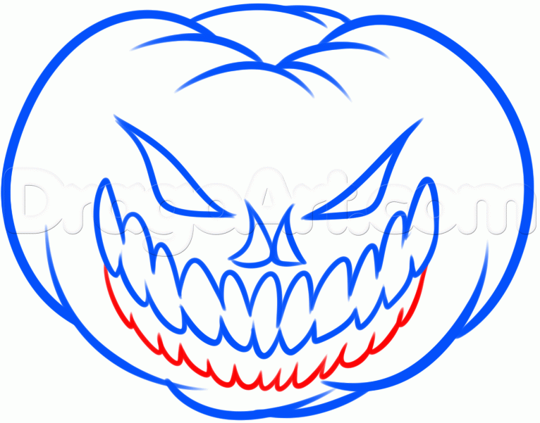 766x601 Step How To Draw A Halloween Pumpkin