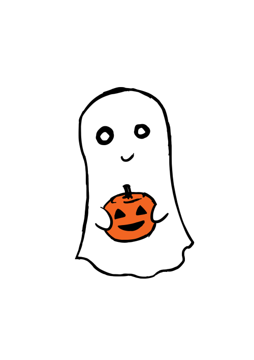 500x707 Sweet And Simple Ghost And Pumpkin Illustration