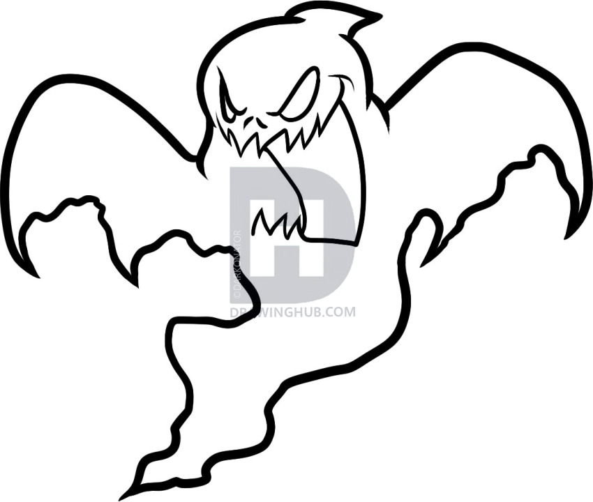850x720 How To Draw A Halloween Ghost, Halloween Ghost, Step