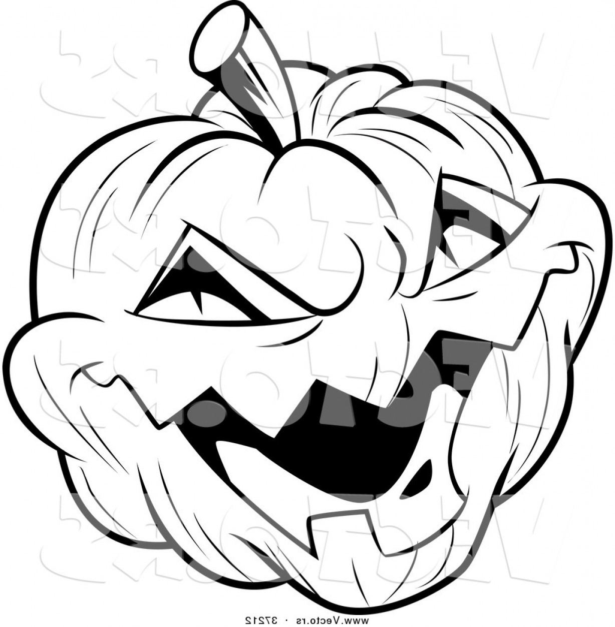 1228x1252 vector of a laughing evil jackolantern black and white halloween