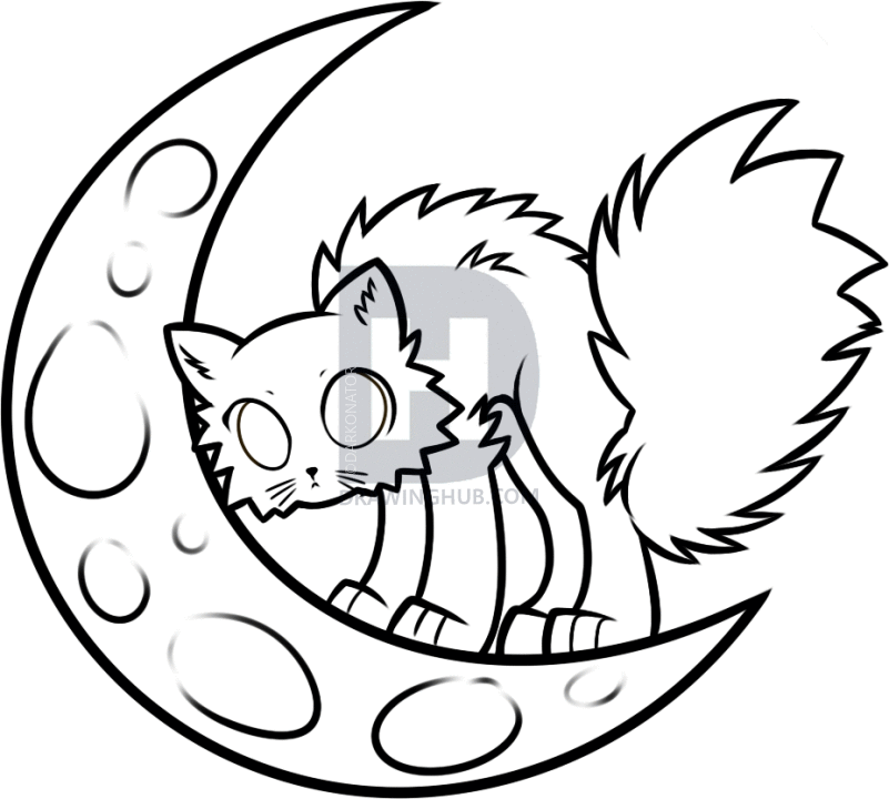 801x720 How To Draw A Halloween Moon, Step