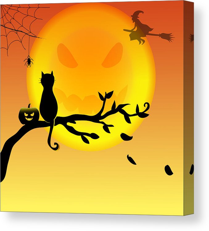 678x750 Silhouette Of Black Cat And Pumpkin Against Big Devil Shadow Full