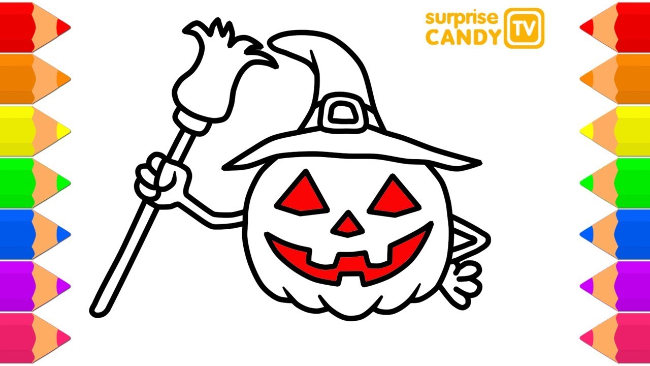 1280x720 Pumpkin Witch Halloween Coloring Pages For Kids How To Draw