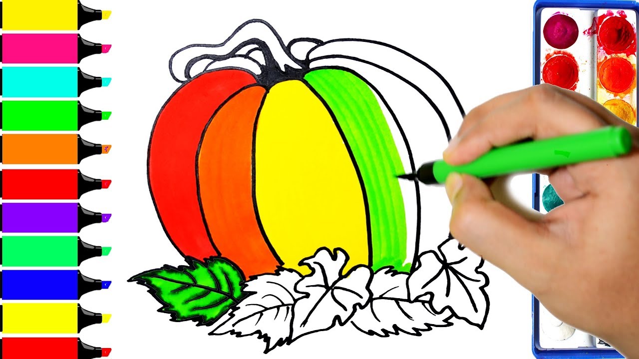 1280x720 Rainbow Pumpkin Coloring Pages Art Colors For Kids Draw Happy