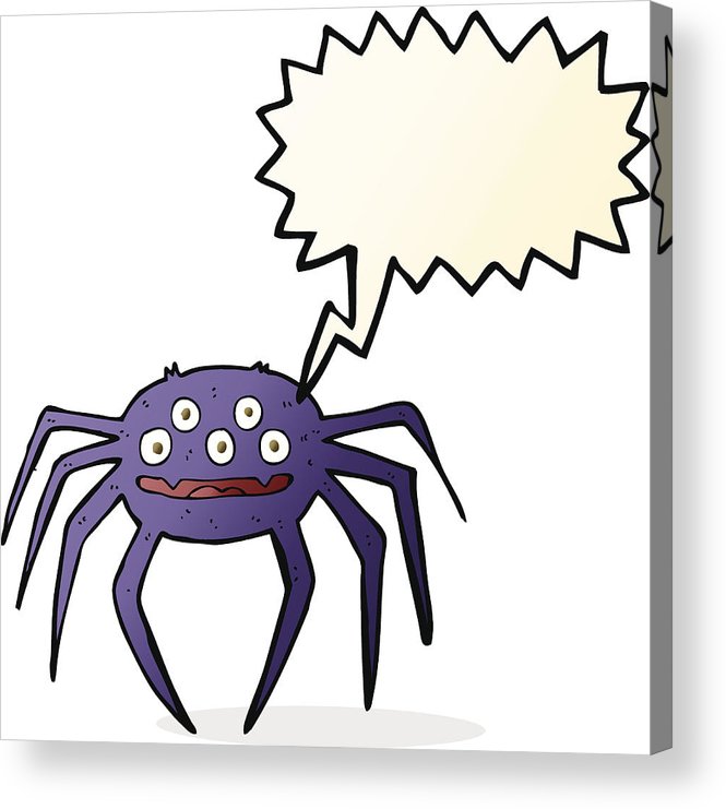 665x741 Cartoon Halloween Spider With Speech Bubble Acrylic Print