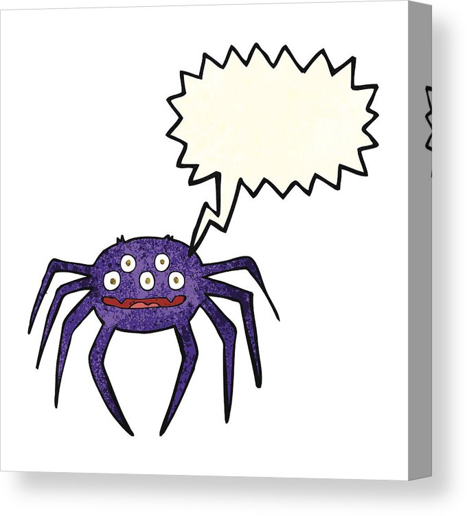 680x752 Cartoon Halloween Spider With Speech Bubble Canvas Print Canvas