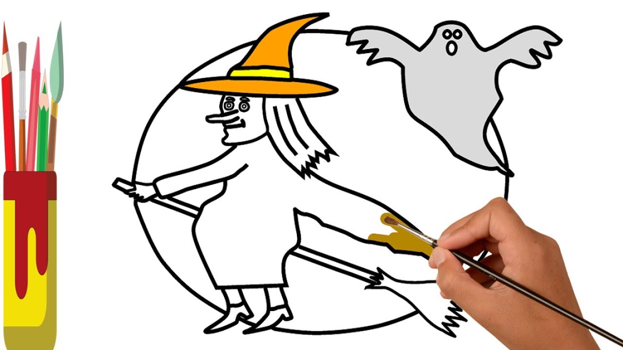 1280x720 How To Draw Halloween Witch Coloring Pages Video Easy Drawing