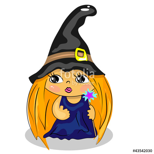 500x500 Cartoon Witch Holding Wand Halloween Costume Drawing Stock Image