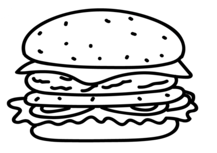 424x300 Hamburger, Drawing, White, Transparent Png Image Clipart Free