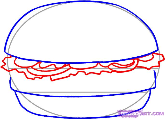 684x494 How To Draw A Hamburger, Step