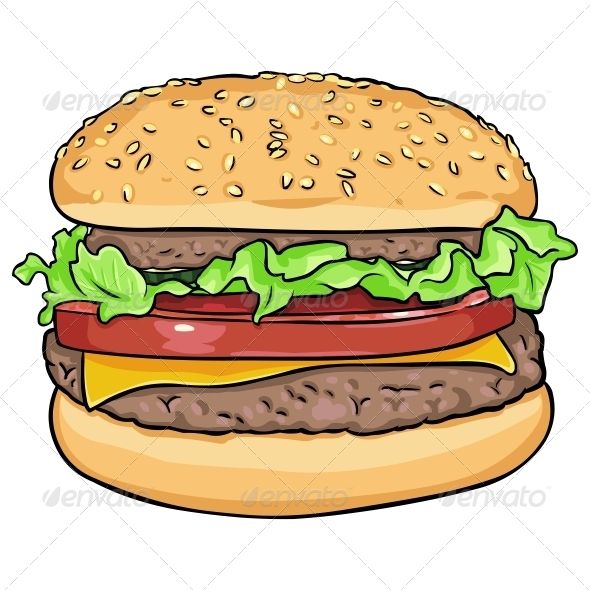 590x590 Vector Cartoon Hamburger