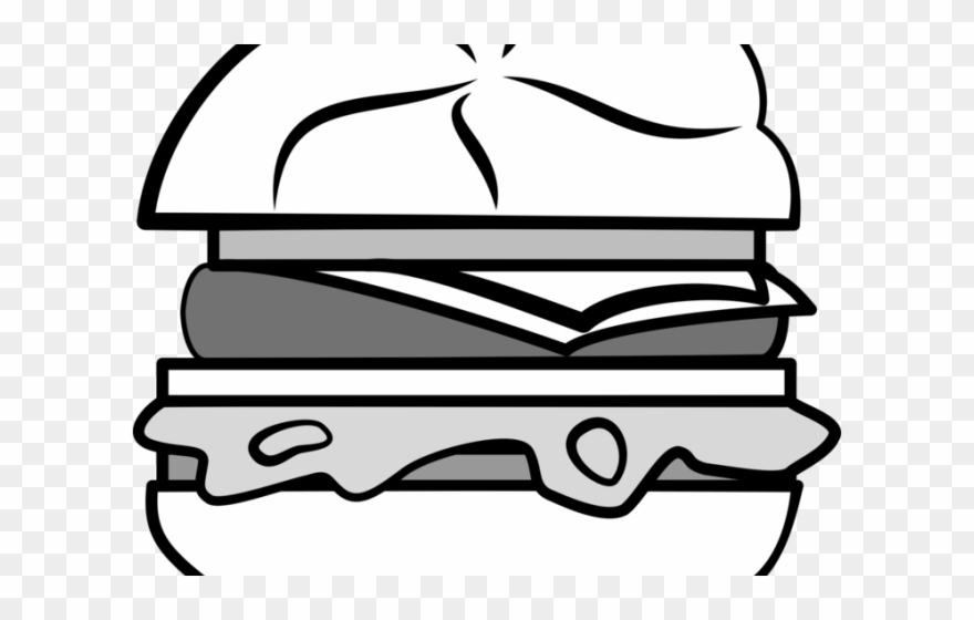 880x560 Burger Clipart Line Art