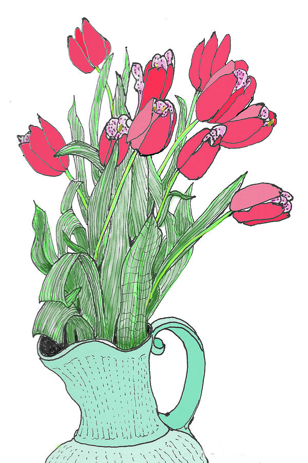 600x900 Happy Tulips Drawing