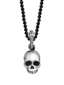 225x300 King Baby Studio Hamlet Skull Sterling Silver Onyx Bead Necklace