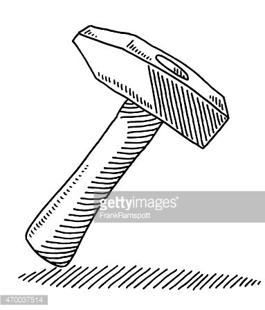 383x447 Hammer Tool Drawing Premium Clipart