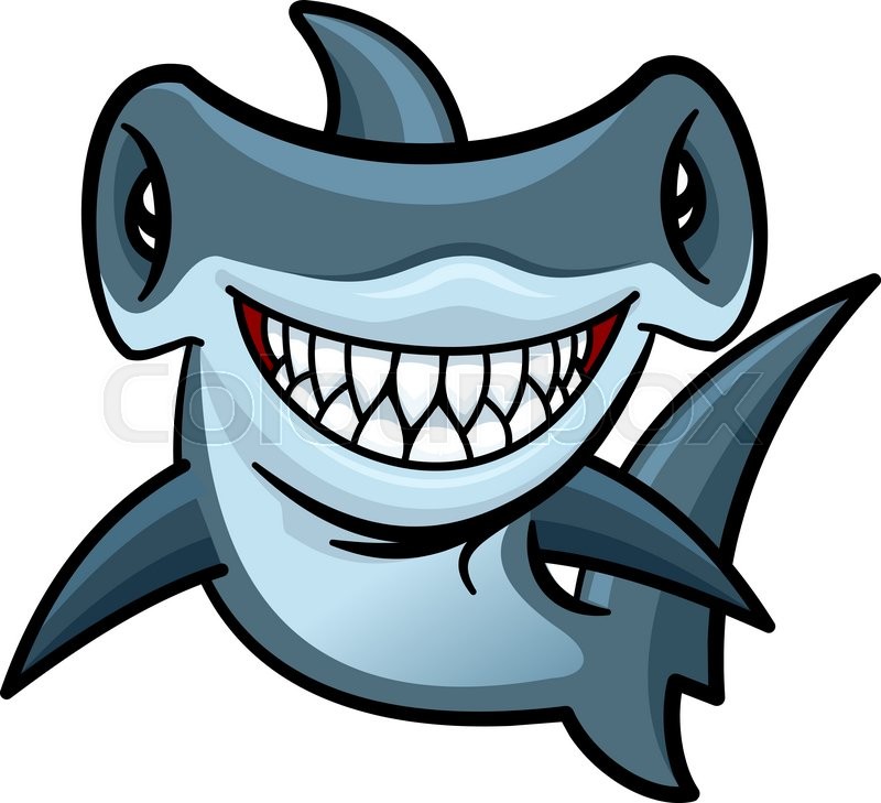 800x729 Cartoon Hammerhead Sharks Shark Mascot Stock Vector Illustration