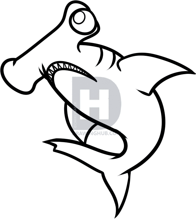 631x706 How To Draw A Hammerhead For Kids, Step