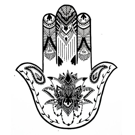 550x550 Mandala Hamsa Hand Posters