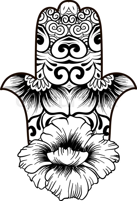 546x800 Drawing Of A Line Art Hand Of Fatima Stock Vector Colourbox