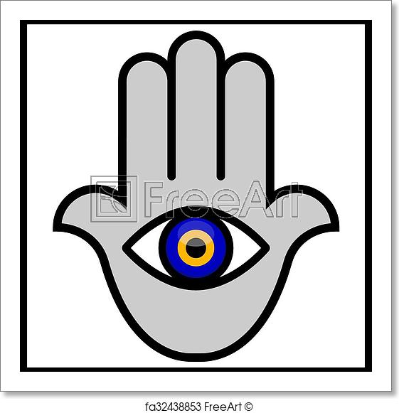 561x581 Free Art Print Of Evil Eye In Hamsa Hand Vector Illustration