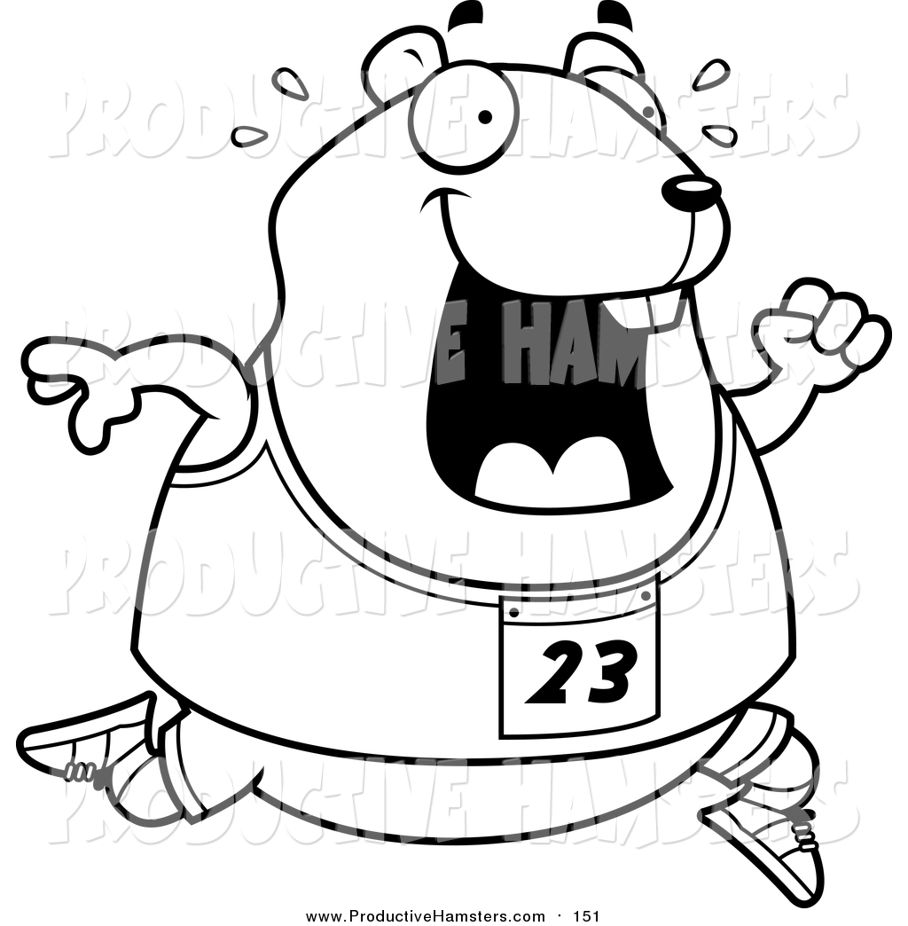 1024x1044 illustration of a cartoon lineart sweaty chubby hamster running