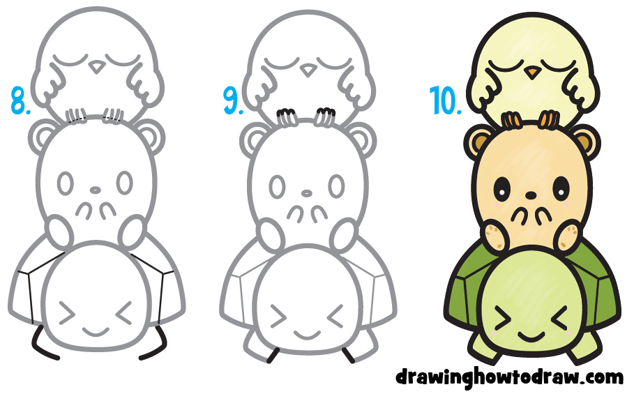 909x565 Learn How To Draw Cute Cartoon Turtle, Hamster, Bird