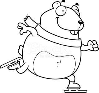 318x300 Cartoon Hamster Ice Skating Stock Vectors