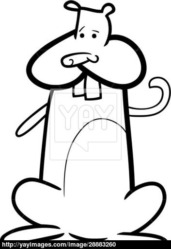 353x512 Cartoon Hamster For Coloring Book Vector