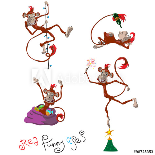 500x500 vector set hand drawing funny apes, cartoon style