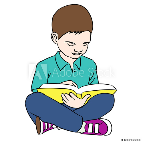 500x500 Hand Drawing A Boy Reading