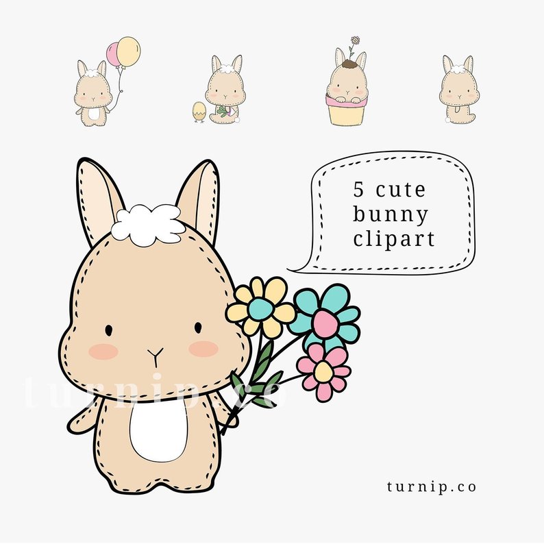 794x794 Hand Drawn Bunny Clipart Kawaii Bunny Clipart Cute Easter Etsy
