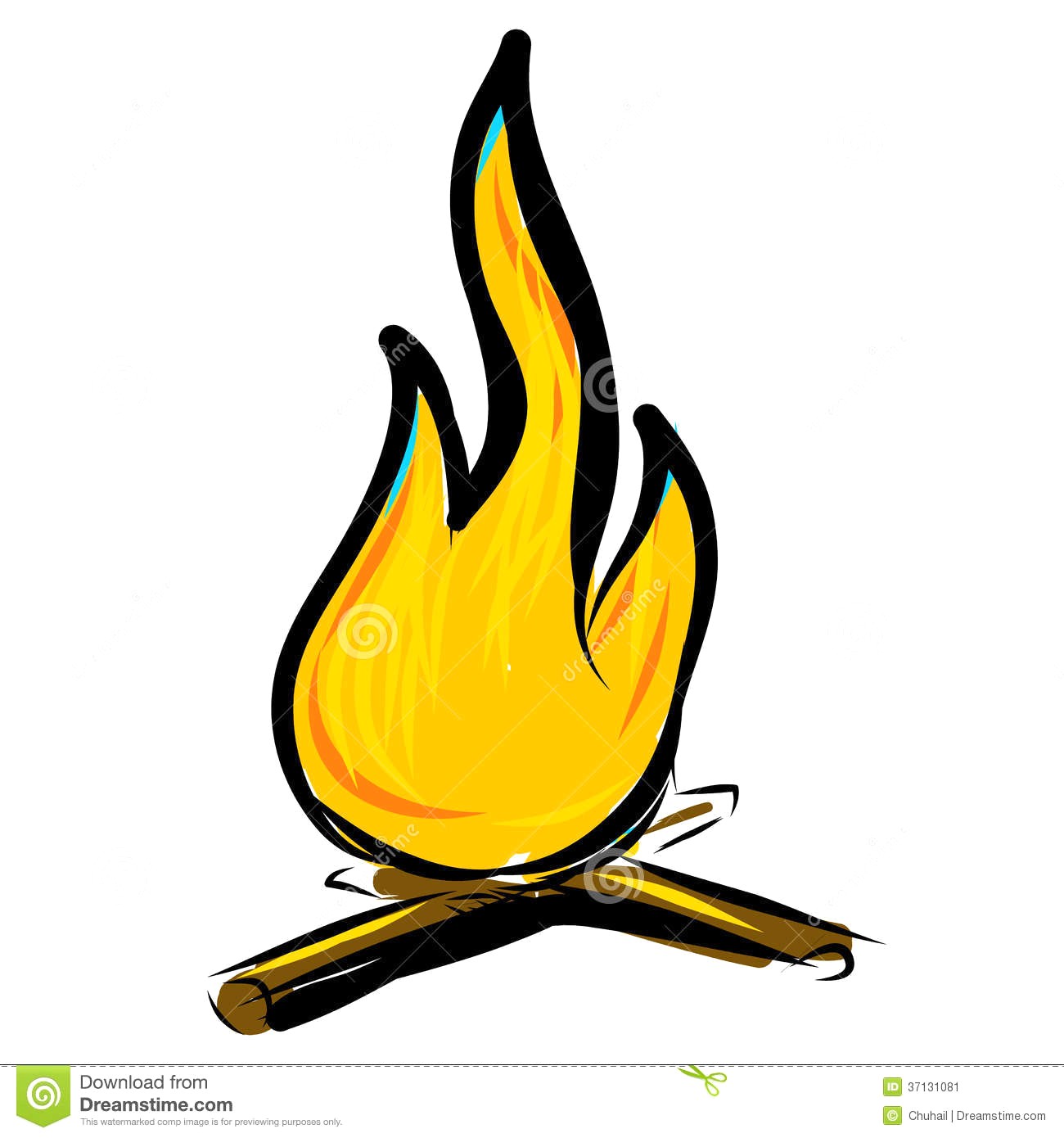 1300x1390 Bonfire Cartoon Simple Doodle Image Hand Drawing Sketch Vector