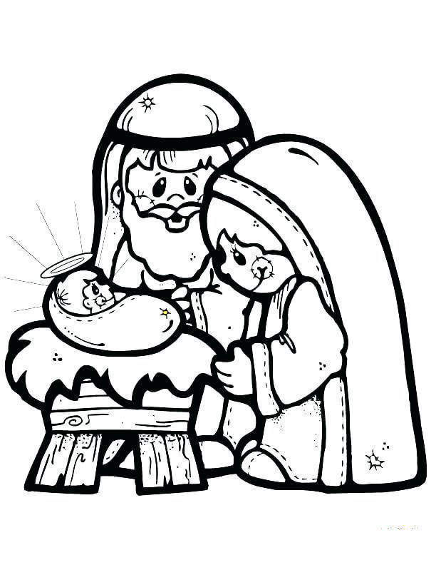 612x792 Nativity Coloring Pages Easy Hand Drawing Christmas