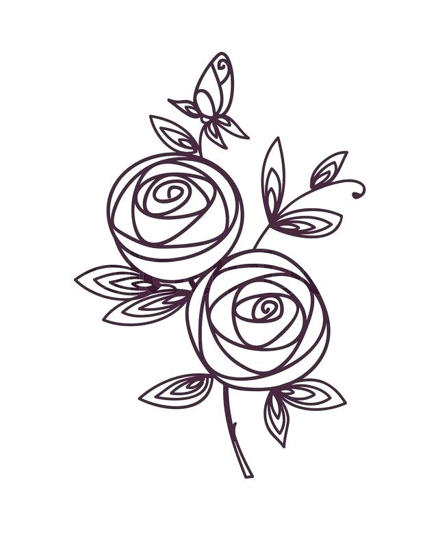 640x800 Flower Drawing Outline Stylized Flower Bquet Hand Drawing