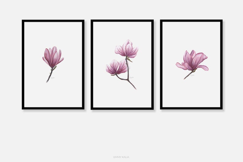 794x531 Flowers Art Prints Wall Art Soft Pastel Drawing Flower Etsy