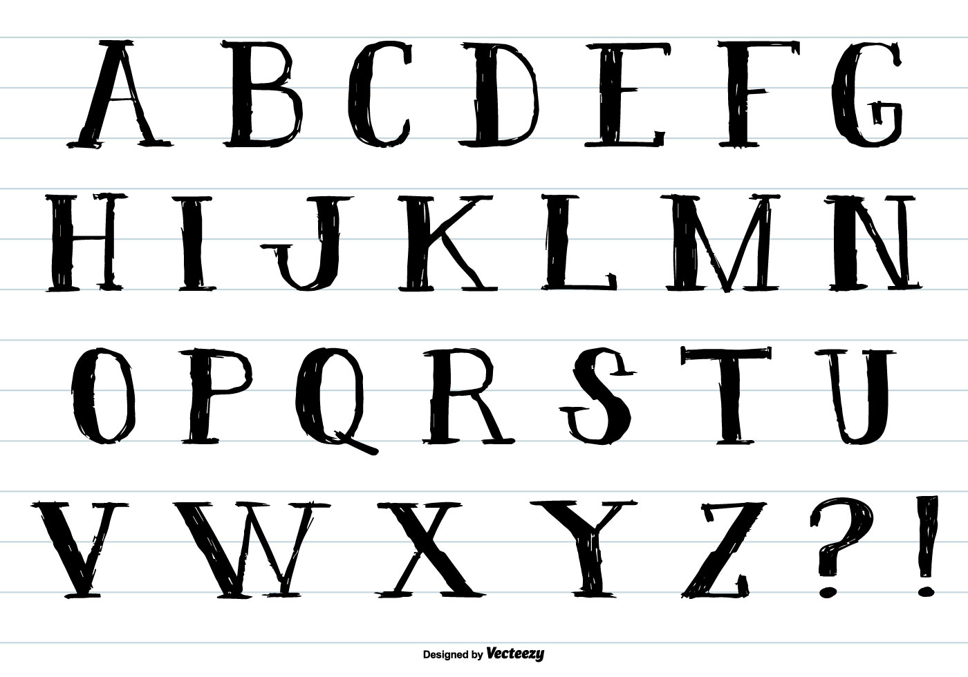 1400x980 Hand Drawn Ink Style Alphabet