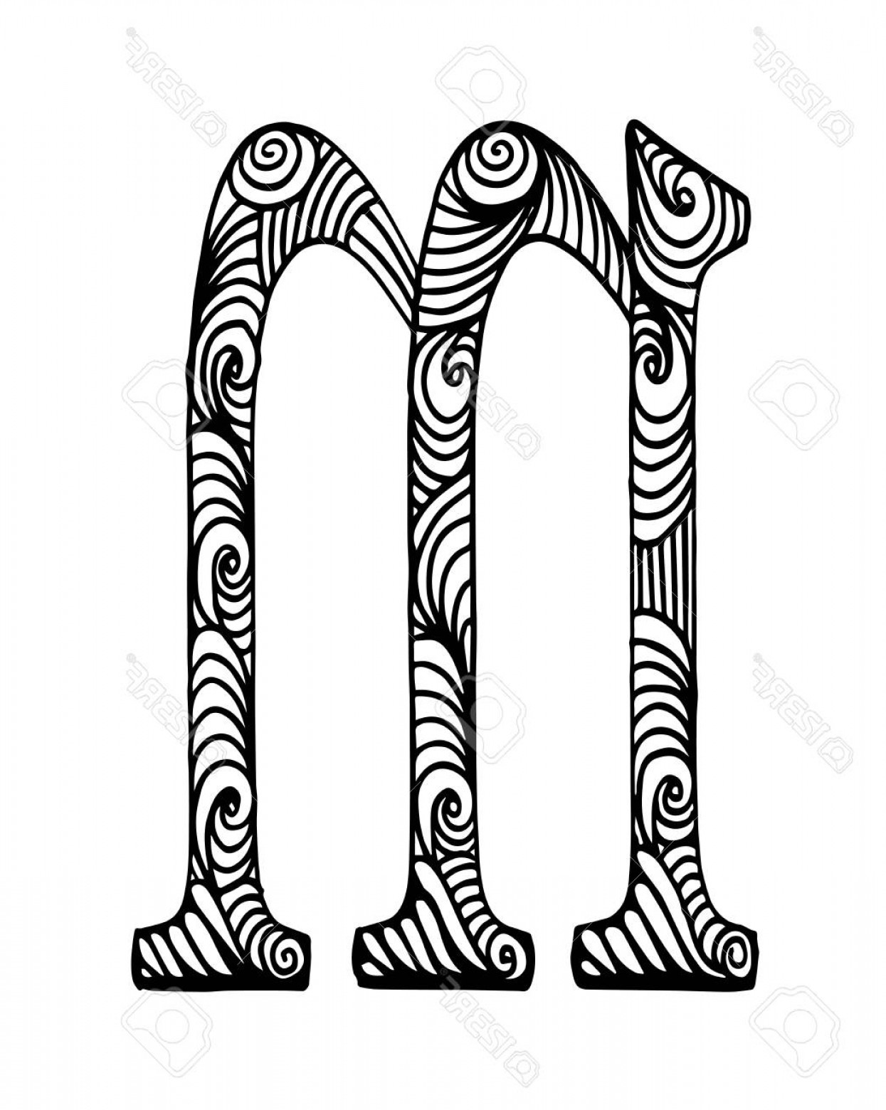 1245x1560 Photostock Vector Zentangle Stylized Alphabet Letter M In Doodle