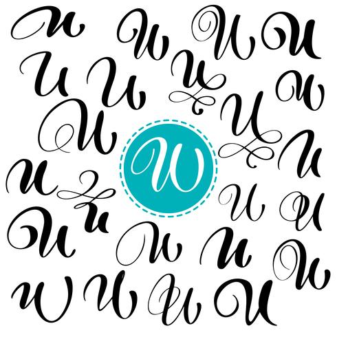 490x490 Set Letter U Hand Drawn Vector Flourish Calligraphy Script Font