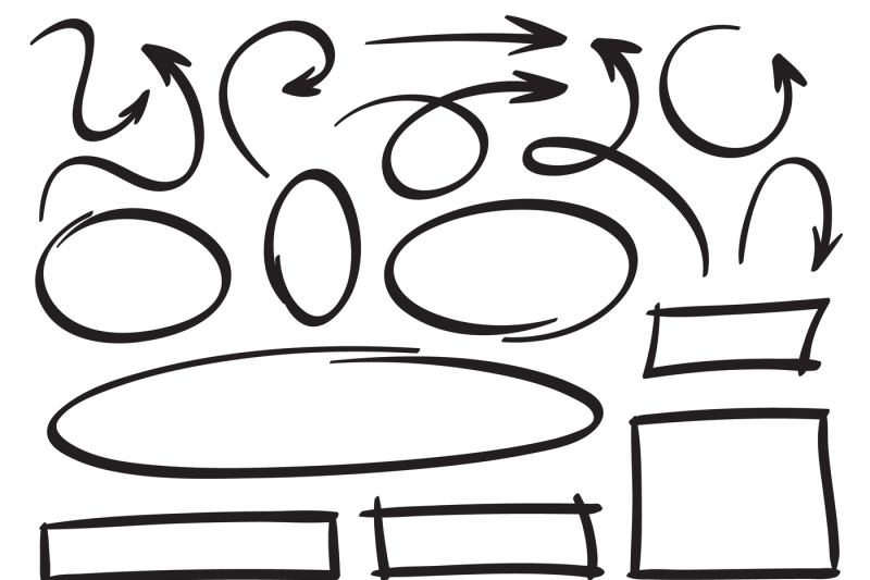 800x533 Sketch Arrows And Frames Hand Drawn Circle, Oval Frame And Arrow