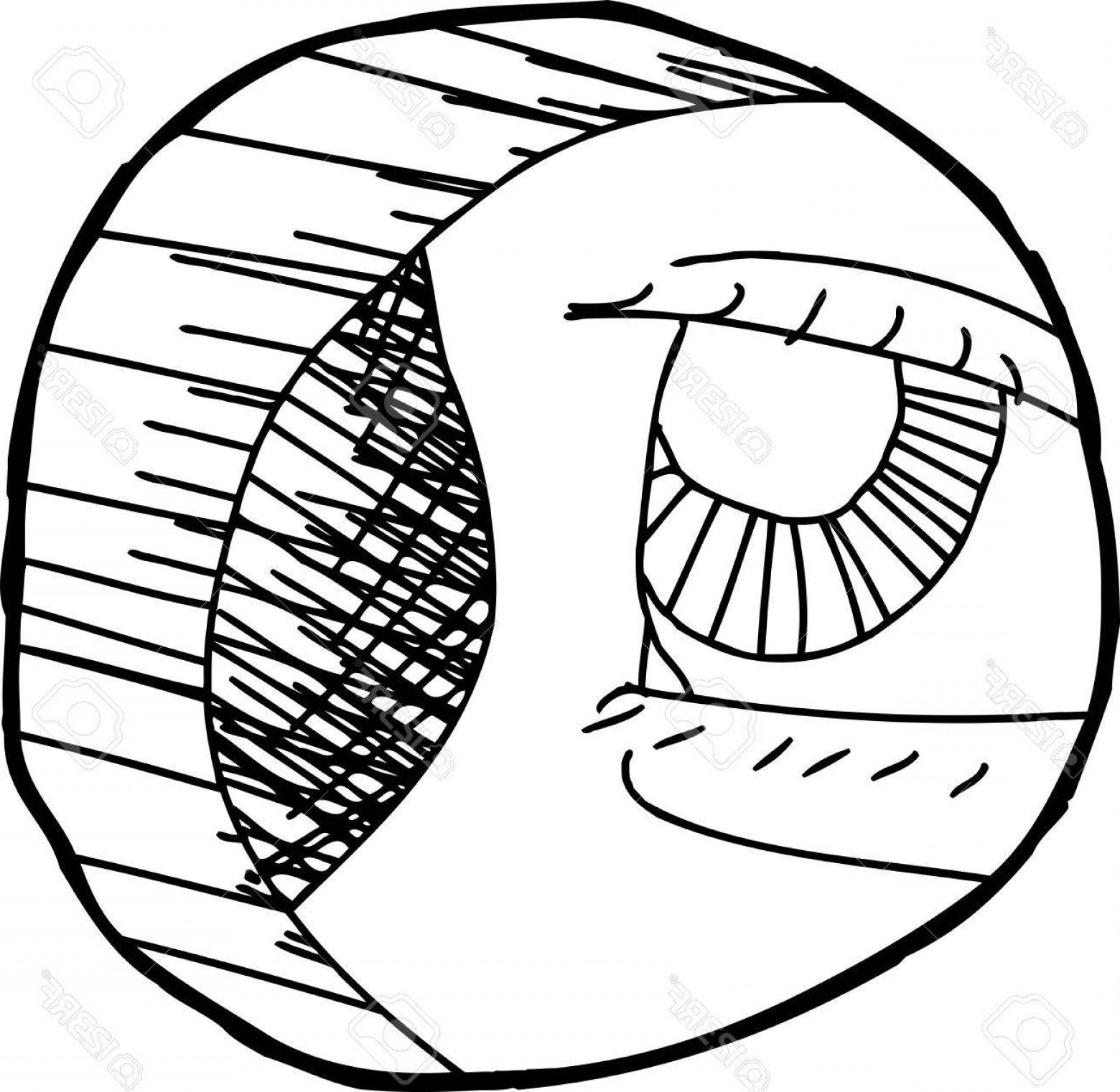 1560x1522 Photostock Vector Hand Drawn Outline Cartoon Of Eye Close Up