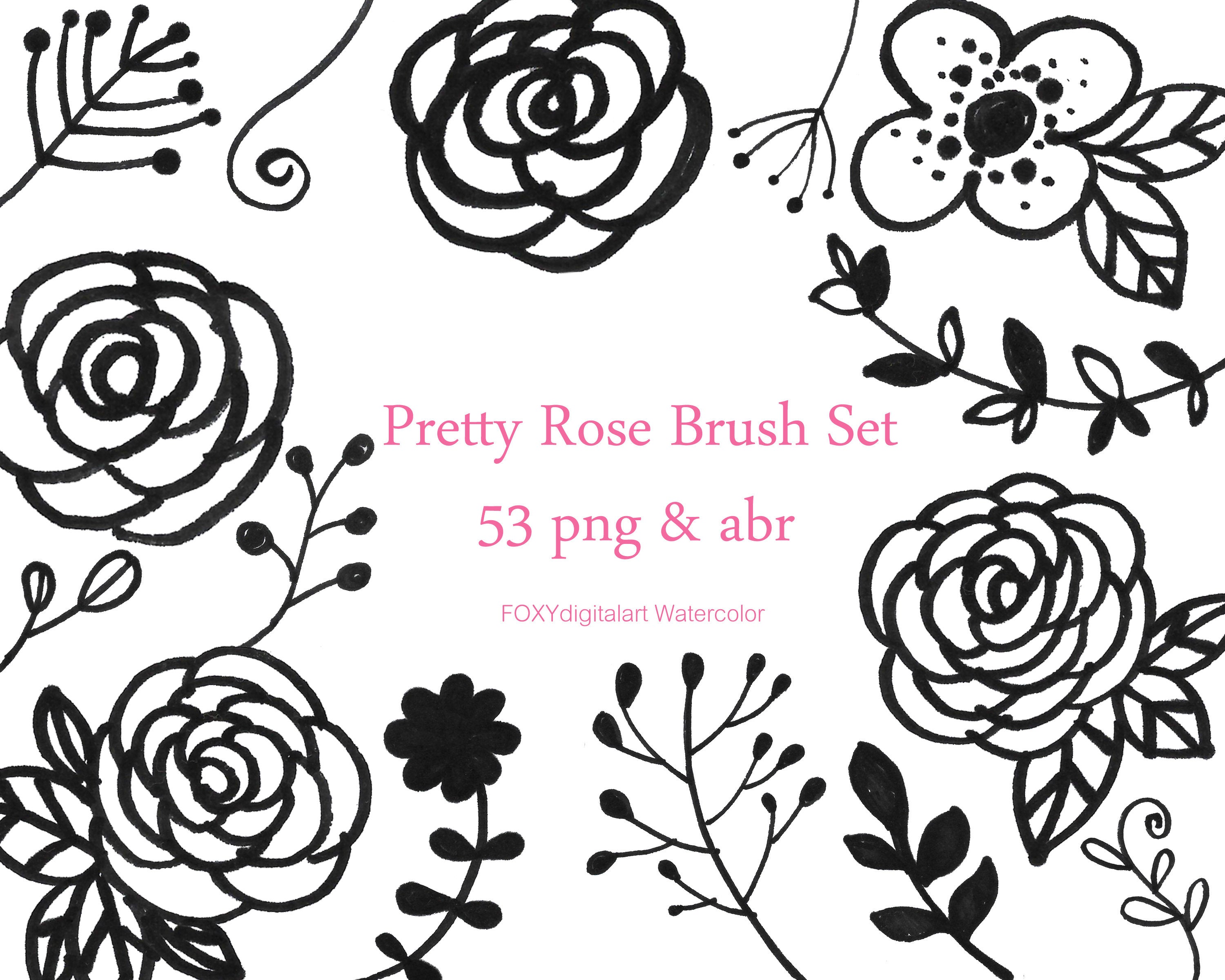 3000x2400 Flower Doodles Floral Digital Stamps Foliage Photoshop Etsy