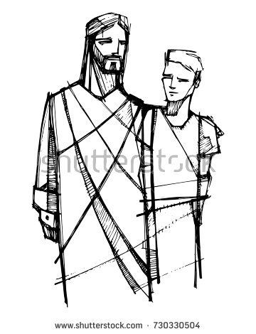 360x470 Hand Drawn Vector Illustration Or Drawing Of Jesus Christ Walking