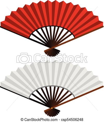 402x470 Two Hand Fans In Red And White Illustration