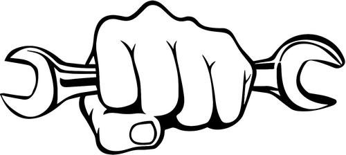 500x224 Mechanic Wrench Hand Grip Vinyl Decal Sticker