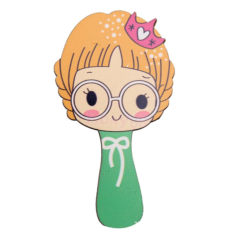 1024x1024 cute cartoon pattern wooden mirror kids hand held pocket mirror