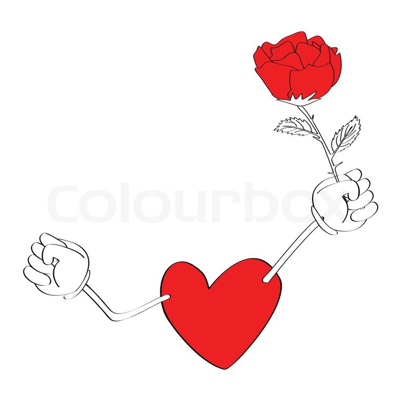 800x800 Heart With Arm Holding A Rose, Please Stock Vector Colourbox