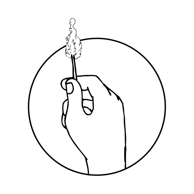 630x630 Hand Holding Burning Matchstick Drawing