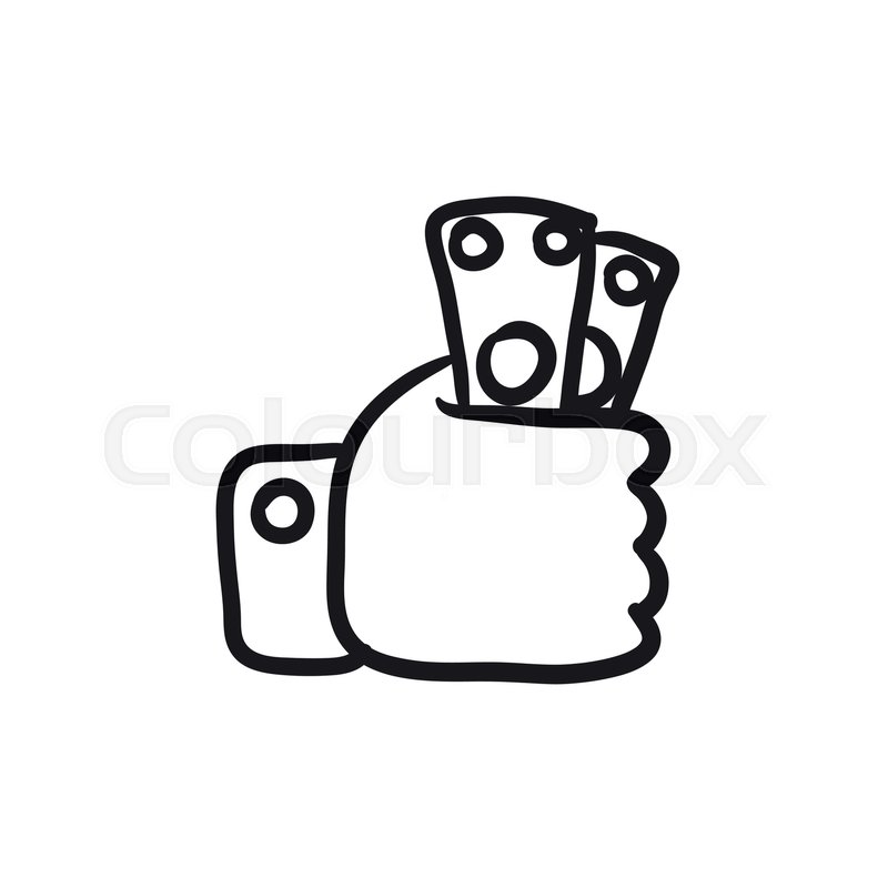 800x800 Hand Holding Money Vector Sketch Icon Stock Vector Colourbox