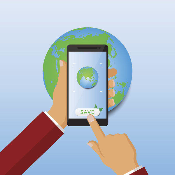 600x600 Hand Holding Smartphone To Take The Earth Photo Art Print