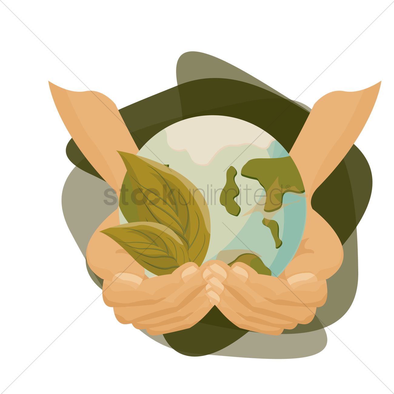 1300x1300 Hands Holding Earth With A Leaf Vector Image